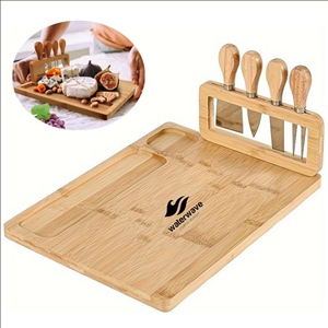 Rectangle square Natural Bamboo Cheese Board with Knife Set